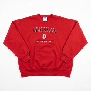 VTG Ohio State Buckeyes Sweatshirt Adult XL Red Embroidered Crewneck NCAA VF 90s